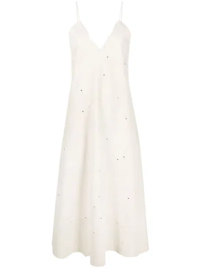 Shop Chloé Neutral Stud-embellished Leather Maxi Dress In Neutrals
