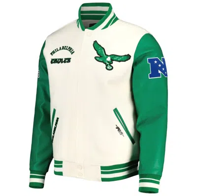 Shop Pro Standard Cream Philadelphia Eagles Retro Classic Varsity Full-zip Jacket