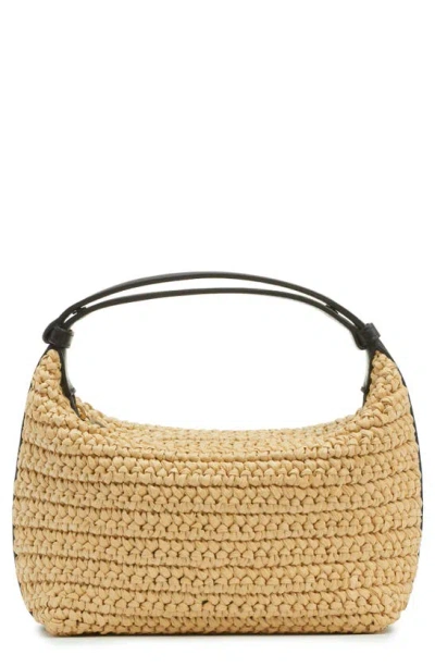 Shop Bottega Veneta Mini Wallace Raffia Crochet Shoulder Bag In Natural/ Fondant/ Gold