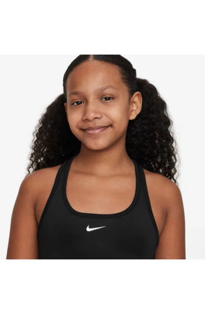 Nike Women's Swoosh Girls' Sports Bra In Black/ White