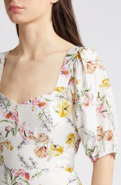 Chelsea28 Floral Tiered Puff Sleeve Maxi Dress In White Floral