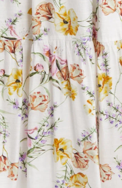 Chelsea28 Floral Tiered Puff Sleeve Maxi Dress In White Floral