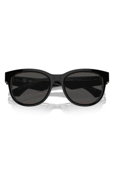 Shop Burberry 54mm Round Sunglasses In Shiny Black