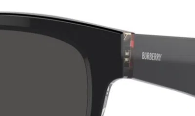 Shop Burberry 54mm Round Sunglasses In Shiny Black
