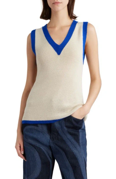 Shop Dries Van Noten Contrast Trim Wool Blend Sweater Vest In Off White 8