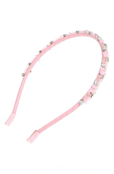 Shop L Erickson L. Erickson Rosebay Crystal Headband In Rose Pink