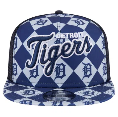 Shop New Era Navy Detroit Tigers Seeing Diamonds A-frame Trucker 9fifty Snapback Hat
