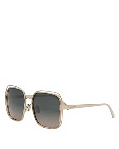 Shop Dior S1u Gradient Square Sunglasses, 58mm In Gold/green Gradient