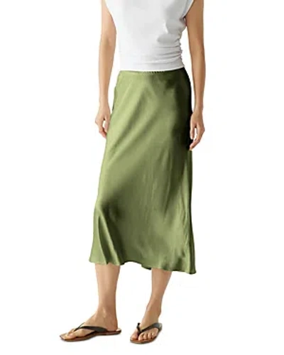 Shop Michael Stars Leila Bias Cut Satin Skirt In Olive