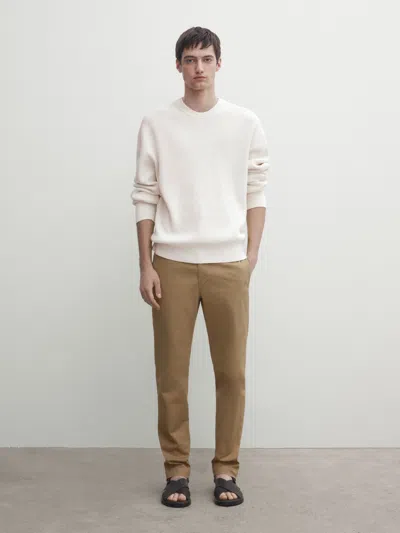 Massimo Dutti Strukturierte Slim-fit-hose In Beige