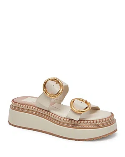 Shop Dolce Vita Women's Rysha Slip On Buckled Platform Sandals In Ivory Leather