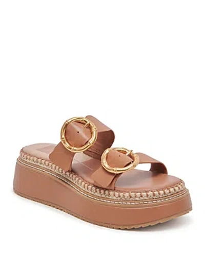 Shop Dolce Vita Women's Rysha Slip On Buckled Platform Sandals In Cider Leather