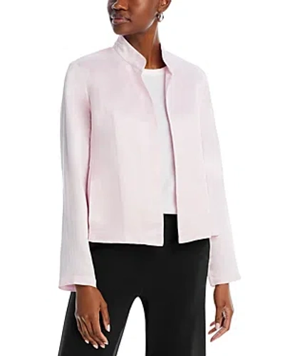 Shop Eileen Fisher Short Stand Collar Jacket In Crystal Pink