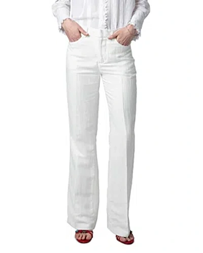 Shop Zadig & Voltaire Pistol Tailleur Lin Cotton Pants In Blanc