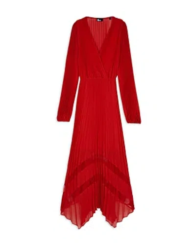 Shop The Kooples Pleated Maxi Dress In Red