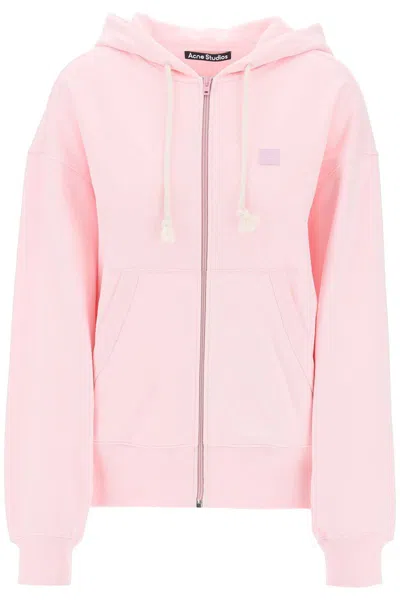 Shop Acne Studios Hooded Sweatshirt With Zipper In Pink
