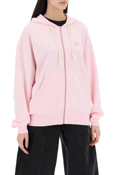 Shop Acne Studios Hooded Sweatshirt With Zipper In Pink