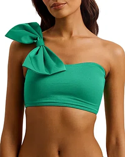 Shop Ted Baker One Shoulder Bow Bikini Top In Light Green