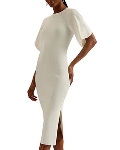 Shop Ted Baker Ribbed Bodycon Midi Dress In Ivory