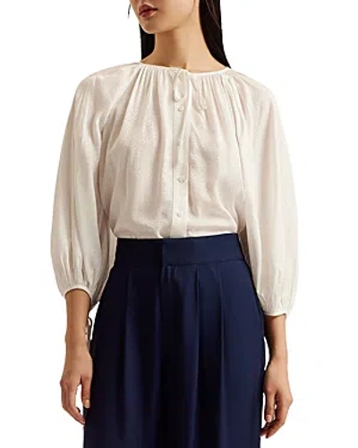 Shop Ted Baker Raglan Puff Sleeve Blouse In Ivory