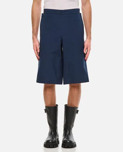 Shop Bottega Veneta Bermuda Cotton Shorts In Blue