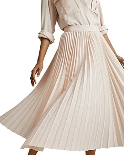 Shop Reiss Azalea Asymmetrical Pleated Skirt In Blush