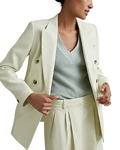 Reiss Mint Double Breasted Linen Blend Suit Blazer In Mint