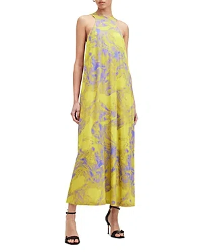 Shop Allsaints Kura Inspiral Printed Maxi Dress In Zest Lime