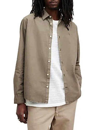 Shop Allsaints Tahoe Relaxed Cotton Shirt In Acre Brown