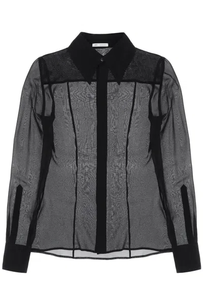 Shop Ami Alexandre Mattiussi Ami Paris Semi-transparent Silk Shirt In Black