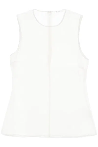 Shop Ami Alexandre Mattiussi Ami Paris Sleeveless Silk Top In In White
