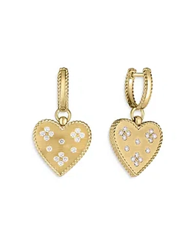 Roberto Coin 18k Yellow Gold Diamond Venetian Princess Heart Drop Earrings In Gold