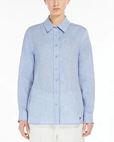 Shop Weekend Max Mara Light Blue Linen Shirt