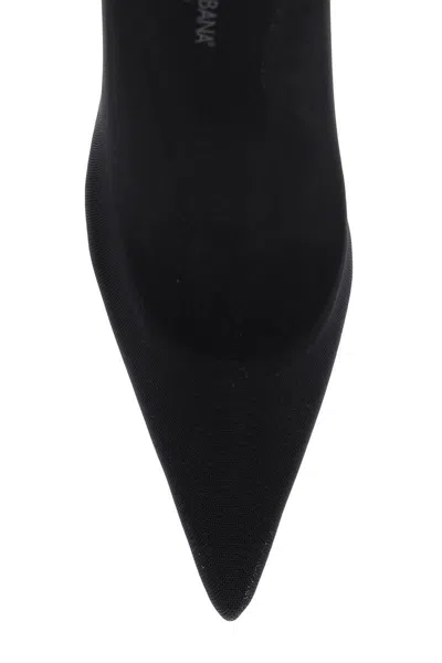 Shop Dolce & Gabbana Stretch Tulle Thigh-high Boots In Black