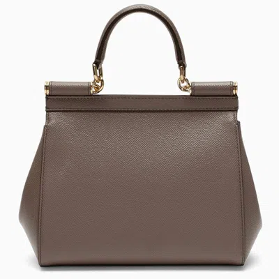 Shop Dolce & Gabbana Dolce&gabbana Light Mud Sicily Small Handbag In Brown