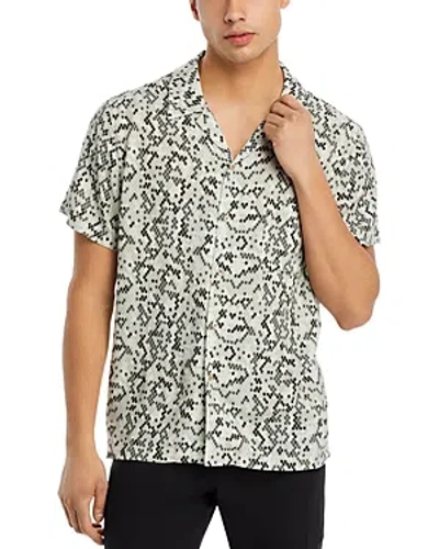 Shop Coney Island Picnic Slither Printed Short Sleeve Button Front Camp Shirt In Coconut Milk