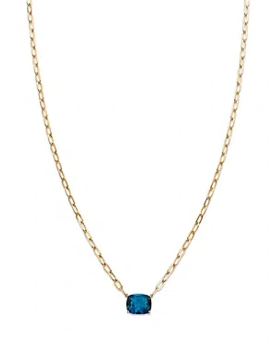 Shop Bloomingdale's London Blue Topaz Solitaire Pendant Necklace In 14k Yellow Gold, 18 In Blue/gold