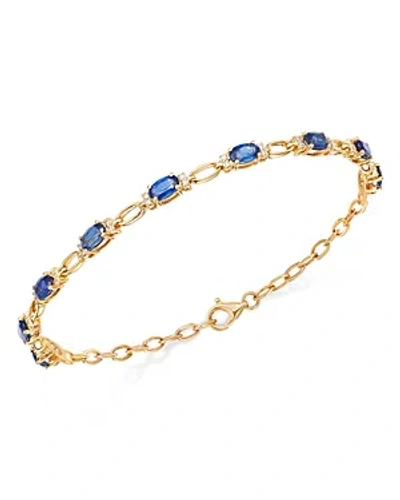 Shop Bloomingdale's Sapphire & Diamond Tennis Bracelet In 14k Yellow Gold In Blue/gold