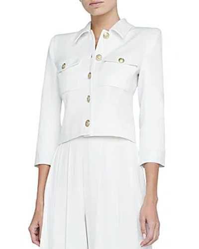 Shop L Agence L'agence Kumi Button Front Crop Jacket In White