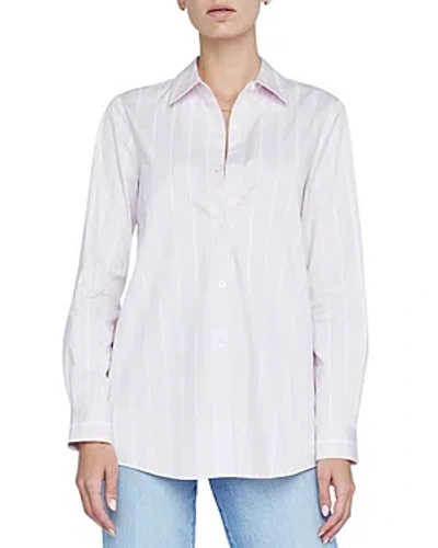 Shop L Agence L'agence Layla Striped Button Front Shirt In Lilac Snow