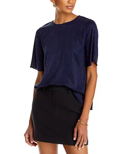 Shop Kobi Halperin Nadia Studded Short Sleeve Top In Midnight Blue