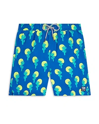 Shop Tom & Teddy Printed 6 Swim Trunks In Blue & Green