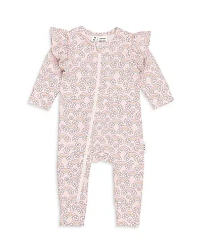 Shop Huxbaby Girls' Cotton Blend Flowerbow Frill Romper - Baby In Pink Pearl