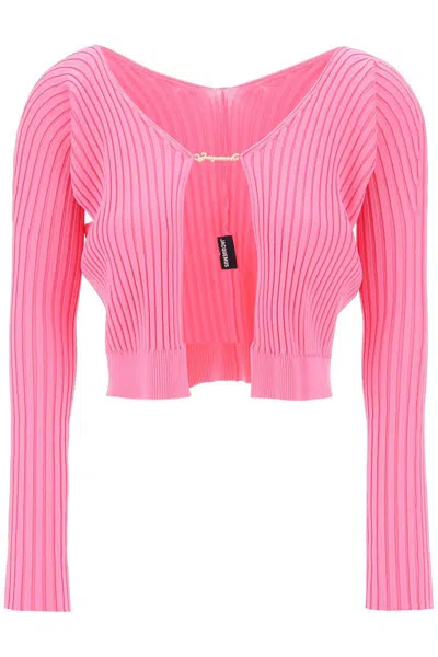 Shop Jacquemus 'la Maille Pralù Longue' Cardigan In Pink