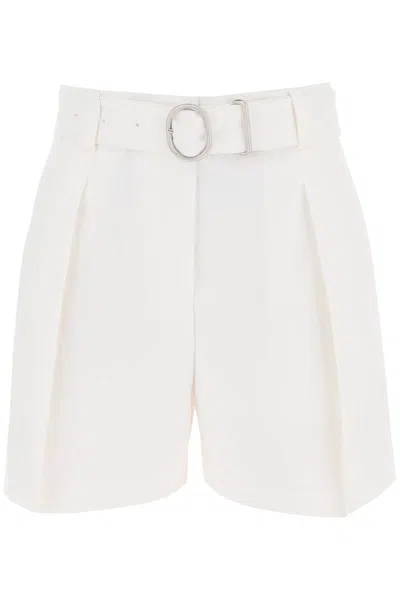 Shop Jil Sander Cotton Bermuda Shorts With Removable Belt In White