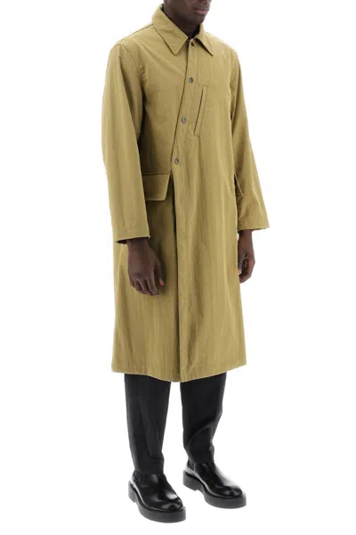 Shop Lemaire Asymmetric Buttoned Trench Coat In Brown
