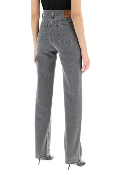 Shop Totême Toteme Classic Cut Organic Denim Jeans With L34 Length In Grey