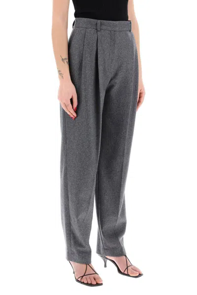 Shop Totême Toteme Lightweight Tailored Flannel Trousers In Grey