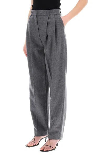 Shop Totême Toteme Lightweight Tailored Flannel Trousers In Grey