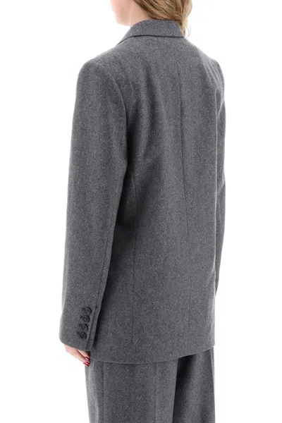 Totême Grey Single-breasted Jacket With Notched Revers In Wool Blend Woman In Grey